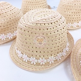 H&M Glittery Straw Hat Light beige/flowers
