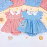 HM Cotton Dress White/red patterned