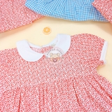 HM Cotton Dress White/red patterned