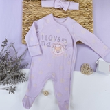 GEORGE Baby Lilac Slogan Sleepsuit and Headband