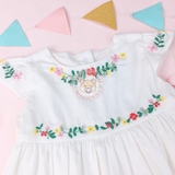 M&S Cotton Floral Embroidered Dress Light Cream