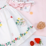 M&S Cotton Floral Embroidered Dress Light Cream