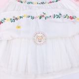 M&S Cotton Floral Embroidered Dress Light Cream