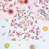 H&M Ruffle-trimmed Jersey Dress White/roses
