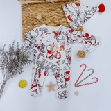 GEORGE Baby Disney Winnie The Pooh Christmas Sleepsuit with Hat