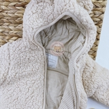 GEORGE Baby Beige Hooded Borg Jacket