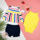 CARTERS 3-Piece Striped Little Short Set