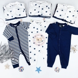 HM 3-pack cotton pyjamas Dark blue/Stars