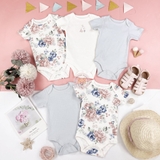 TU CLOTHING Baby Bunny, Floral & Blue Bodysuit 5 Pack