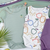 NEXT Baby 3 Pack Short Sleeve Bodysuits Bright Home Grown