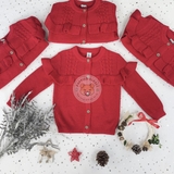 TU Red Ruffle Cable Knit Cardigan