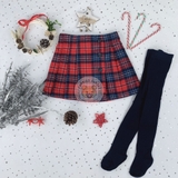 TU Red Tartan Skirt & Navy Tights