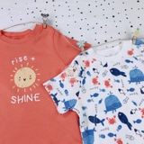 GEORGE Baby Orange Rise and Shine Slogan Short Pyjamas 2 Pack