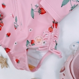 OLD NAVY Kid Long-Sleeve Side-Tie One-Piece Rashguard Swimsuit for Toddler Girls Strawberry