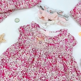 M&S Cotton Floral Smock Dress Pink Mix