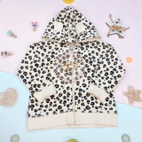 HM Hooded Sweatshirt Jacket Natural white/leopard print