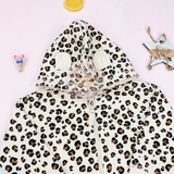HM Hooded Sweatshirt Jacket Natural white/leopard print