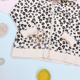 HM Hooded Sweatshirt Jacket Natural white/leopard print