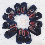 TU Navy Velour Bow Shoes