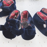 TU Navy Velour Bow Shoes