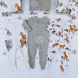 GEORGE Baby Khaki Safari Animal Print Long Sleeve Sleepsuits 3 Pack
