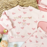 MATALAN Kid Girls Heart Print Sweatshirt Set