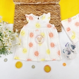 HM Baby Flounce-trimmed jersey dress Cream/Sunbursts