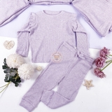 MATALAN Kid Girls Mini Me Lilac Sparkle Ribbed Pyjama Set