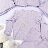 MATALAN Kid Girls Mini Me Lilac Sparkle Ribbed Pyjama Set