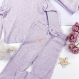 MATALAN Kid Girls Mini Me Lilac Sparkle Ribbed Pyjama Set