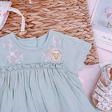 MATALAN Baby Girls Green Crinkle Dress & Knickers Set