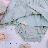 MATALAN Baby Girls Green Crinkle Dress & Knickers Set
