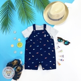 CARTERS 2-Piece Striped Tee & Dinosaur Shortalls Set
