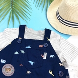 CARTERS 2-Piece Striped Tee & Dinosaur Shortalls Set