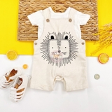 TU CLOTHING Baby Cream Lion Short Dungarees & Bodysuit