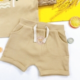 TU CLOTHING Baby Beige Ribbed T-Shirt & Shorts
