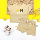 TU CLOTHING Baby Beige Ribbed T-Shirt & Shorts
