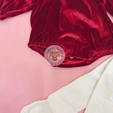 TU CLOTHING Baby Christmas Red Velour Collared Romper & Tights