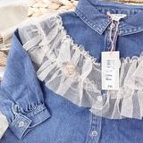 RIVER ISLAND Baby Girls Blue Mesh Frill Shirt Outfit