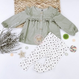 HM Baby 2-piece cotton set Khaki green/Leopard print