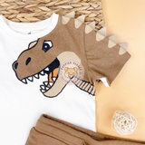 HM Kid 2-piece Printed Set Cream/dinosaur