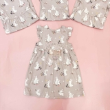 HM Baby Flounce-trimmed jersey dress Light pink/Rabbits