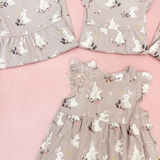 HM Baby Flounce-trimmed jersey dress Light pink/Rabbits