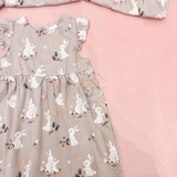 HM Baby Flounce-trimmed jersey dress Light pink/Rabbits