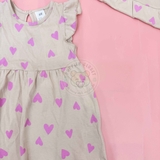 HM Baby Printed cotton dress Beige/Hearts