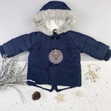 GEORGE Navy Faux Fur Trim Hooded Parka