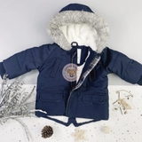GEORGE Navy Faux Fur Trim Hooded Parka