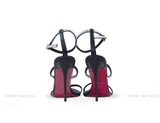 Souvenir sandal dây da gót  nhọn 9cm đen