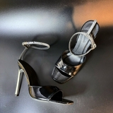 Eva sandal mũi vuông đen bóng