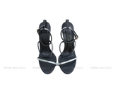 Souvenir sandal dây da gót  nhọn 11cm đen